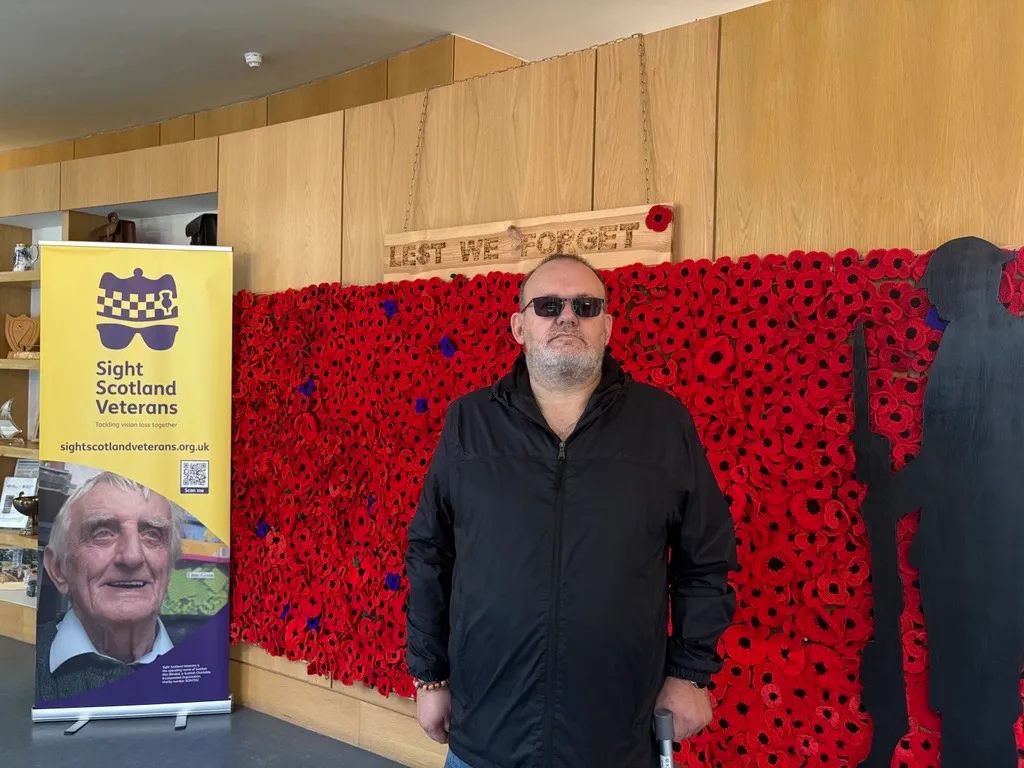 Visually Impaired Veterans Prepare to March at Cenotaph